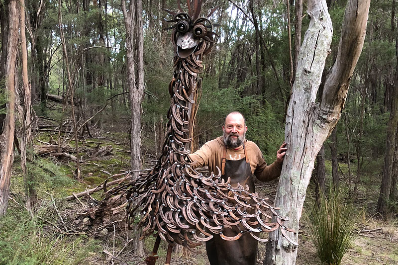 Horseshoe and scrap metal emu, Tread Sculptures, Melbourne