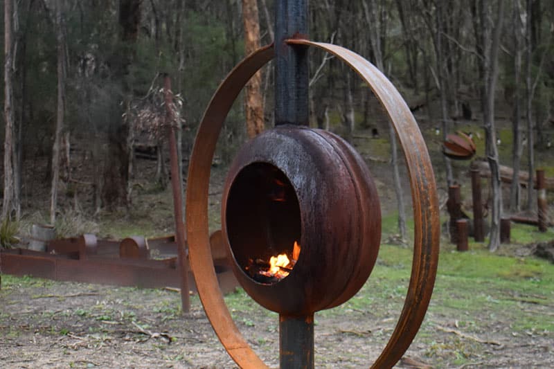 Globe recycled metal fire pit, Tread Sculptures, Melbourne