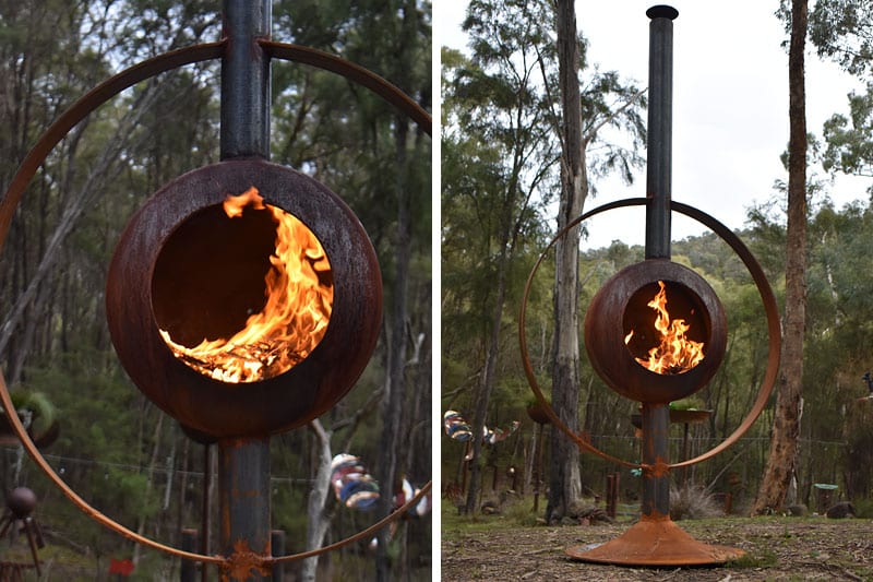 Globe recycled metal fire pit, Tread Sculptures, Melbourne