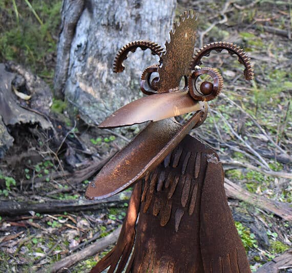 Backchat, scrap metal character by Tread Sculptures, Melbourne