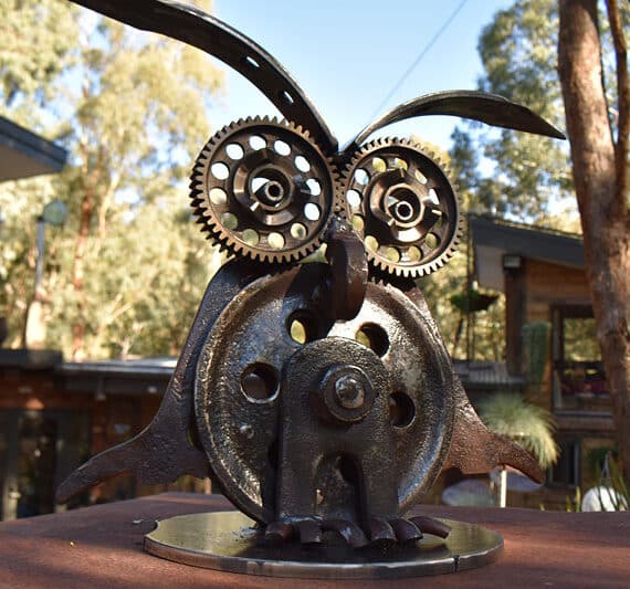 Scrap metal owl, Tread Sculptures, Melbourne