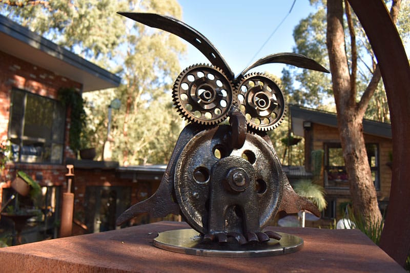 Scrap metal owl, Tread Sculptures, Melbourne