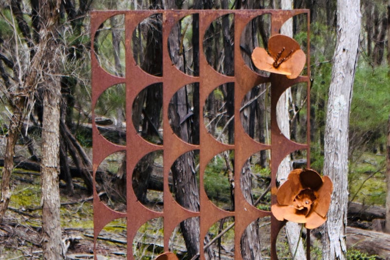 Scrap metal flower art in Melbourne by Tread Sculptures