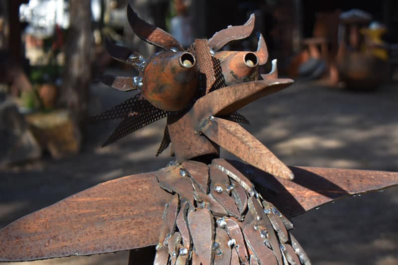 Stunning Pecky Becky made of scrap metal by Tread Sculptures in Melbourne, Australia