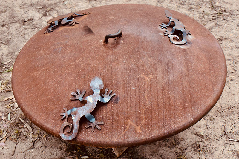 Stunning firepit with animals attached on it handmade by Tread Sculptures in Melbourne, Australia