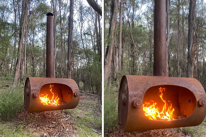 Reclaimed firepit handmade by Tread Sculptures in Melbourne, Australia