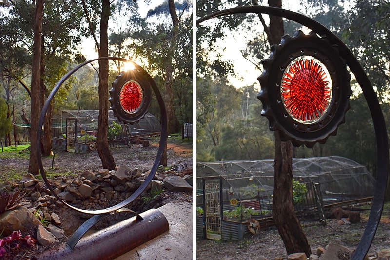 Quality Australian made metal outdoor sculpture by Tread Sculptures, Melbourne. This piece is handmade using the very best of recycled materials and scrap metals.