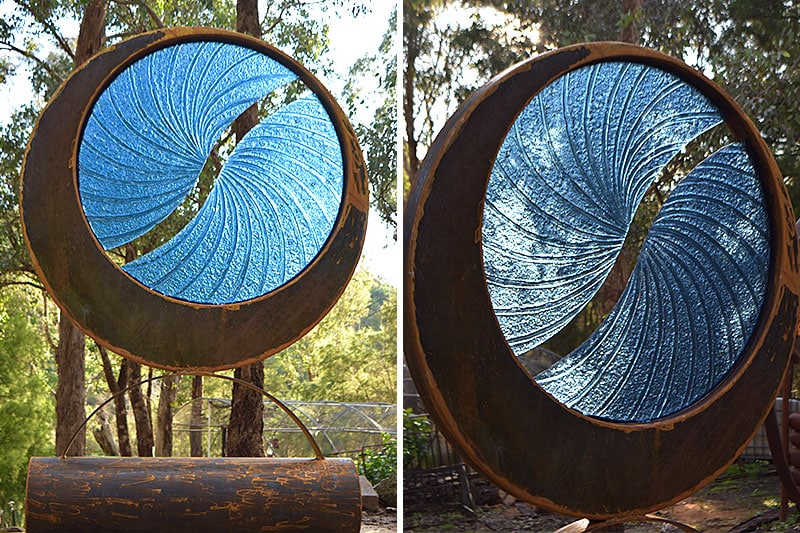 Reclaimed scrap metal and glass handmade by Tread Sculptures and Rob Hayley in Melbourne, Australia