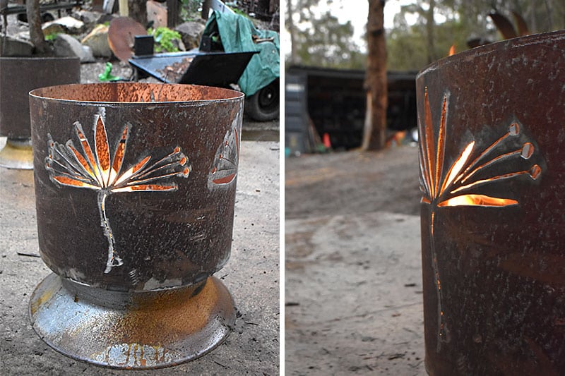 Reclaimed fire pit handmade by Tread Sculptures in Melbourne, Australia