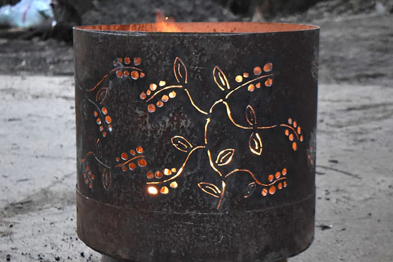 Recycled vine fire pit made of reclaimed by Tread Sculptures in Melbourne, Australia