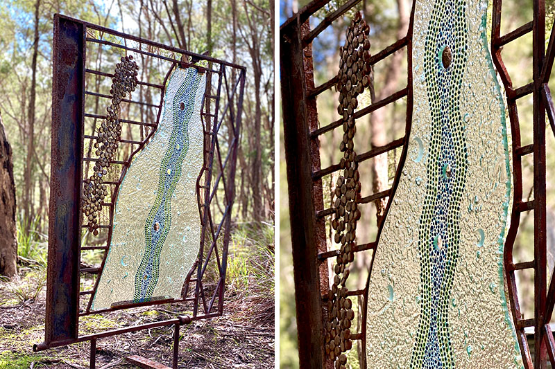 Striking glass sculptured made of reclaimed materials by Tread Sculptures and Rob Haley in Melbourne, Australia