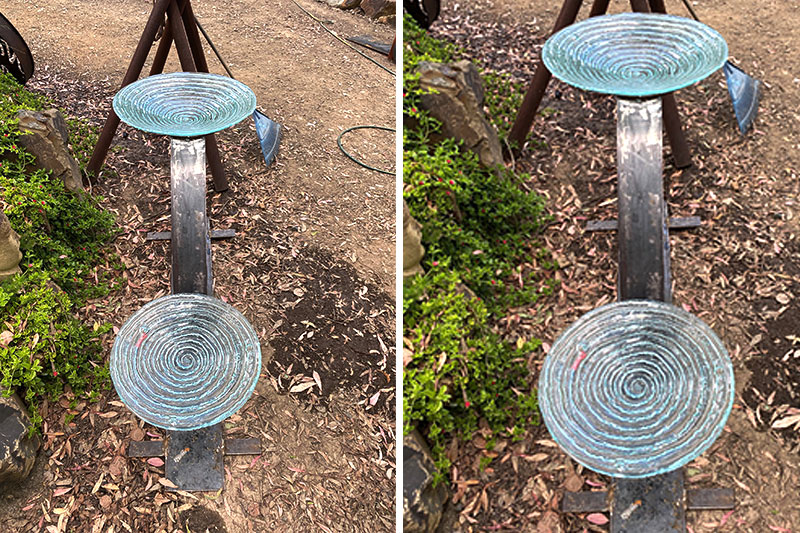 Double birdbath made of recycled materials by Tread Sculptures in Melbourne, Australia
