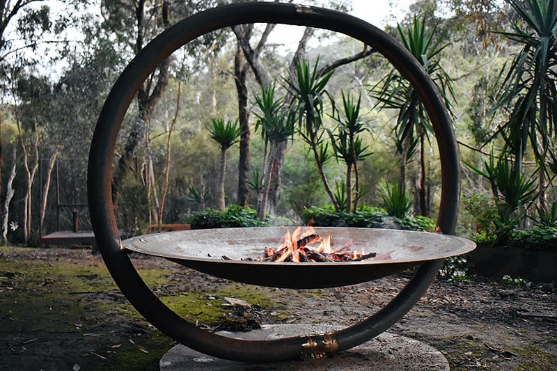 Cozy fire place made of reclaimed materials by Tread Sculptures in Melbourne, Australia