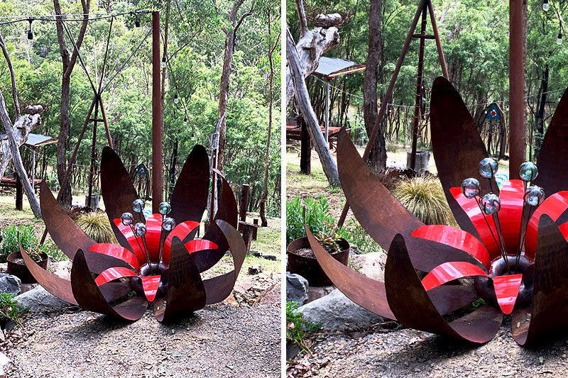 Scrap metal flower sculpture handmade by Tread Sculptures in Melbourne, Australia
