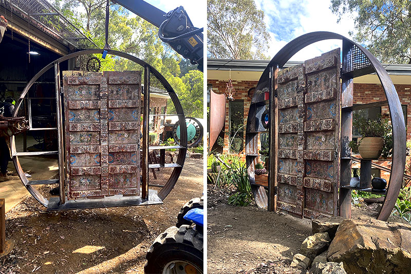 Rusty recycled gate handmade by Tread Sculptures in Melbourne, Australia