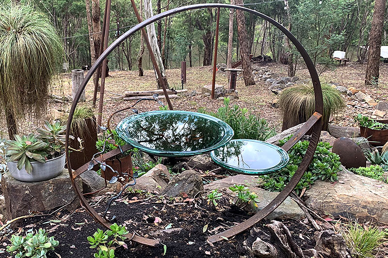 Reclaimed double birdbath handmade by Tread Sculptures in Melbourne, Australia