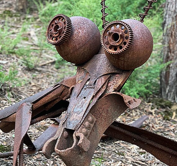 Recycled insect sculpture made from reclaimed materials by Tread Sculptures in Melbourne, Australia