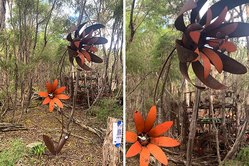 Scrap metal flower garden art handmade by Tread Sculptures in Melbourne, Australia