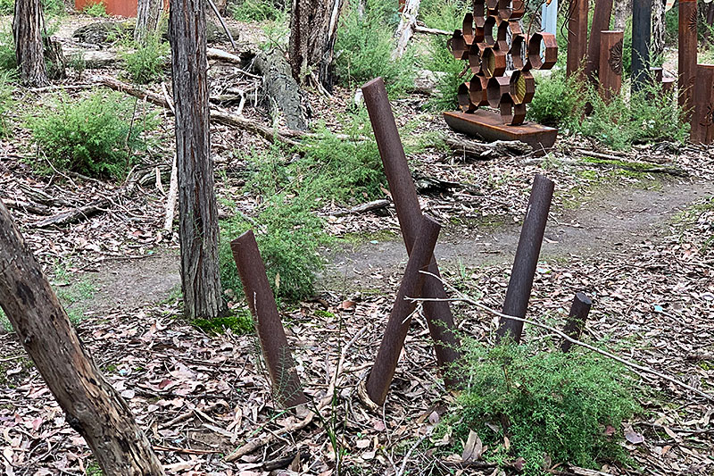 Scrap metal bollard made from recycled materials by Tread Sculptures in Melbourne, Australia