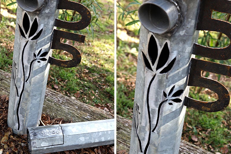 Fully custom handmade letterbox made from recycled materials by Tread Sculptures in Melbourne, Australia