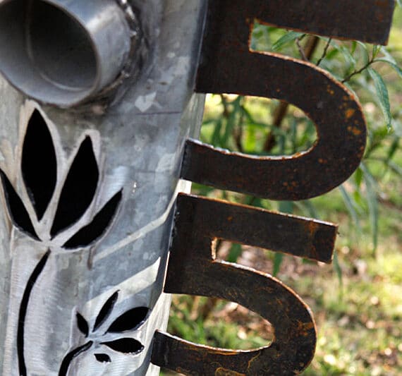 Fully custom handmade letterbox made from recycled materials by Tread Sculptures in Melbourne, Australia