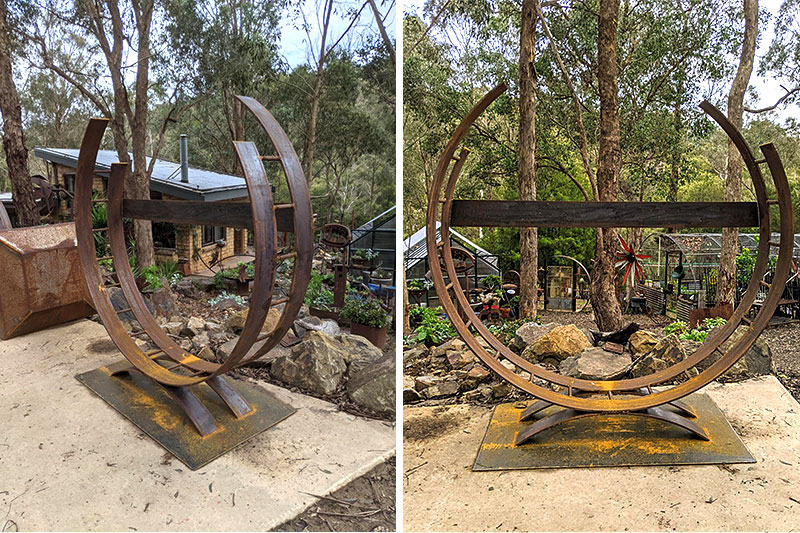 Upcycled firewood storage handmade by Tread Sculptures in Melbourne, Australia
