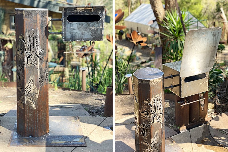 Reclaimed metal letterbox handmade by Tread Sculptures in Melbourne, Australia
