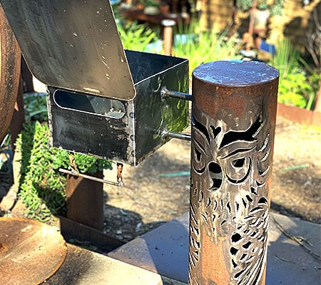 Handmade reclaimed steel letterbox by Tread Sculptures in Melbourne, Australia