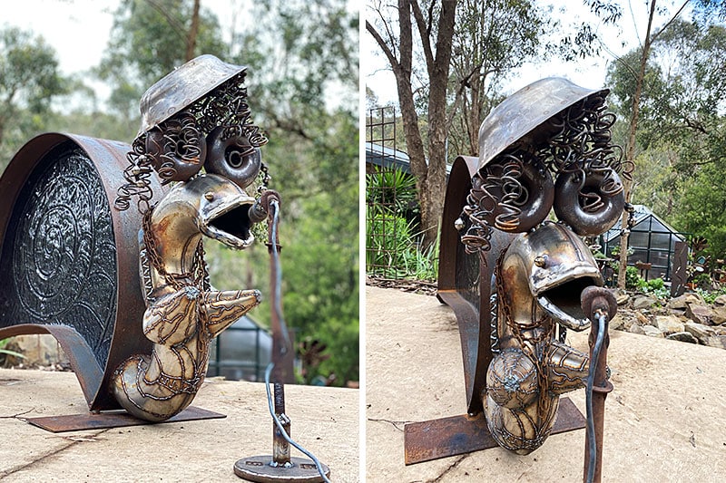 Madonna inspired sculpture made from reclaimed steel by Tread Sculptures and Rob Hayley in Melbourne, Australia