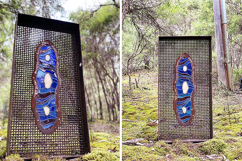 Stained glass sculpture made from 100% reclaimed steel by Tread Sculptures and Rob Hayley in Melbourne, Australia