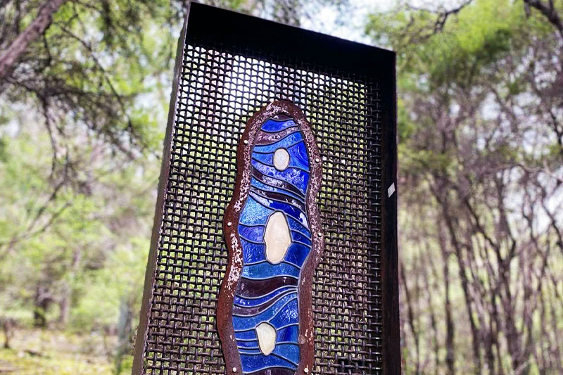 Stained glass sculpture made from 100% reclaimed steel by Tread Sculptures and Rob Hayley in Melbourne, Australia