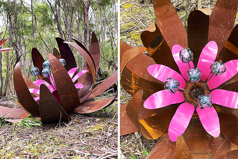 Scrap metal ground flower made from recycled materials in Australia
