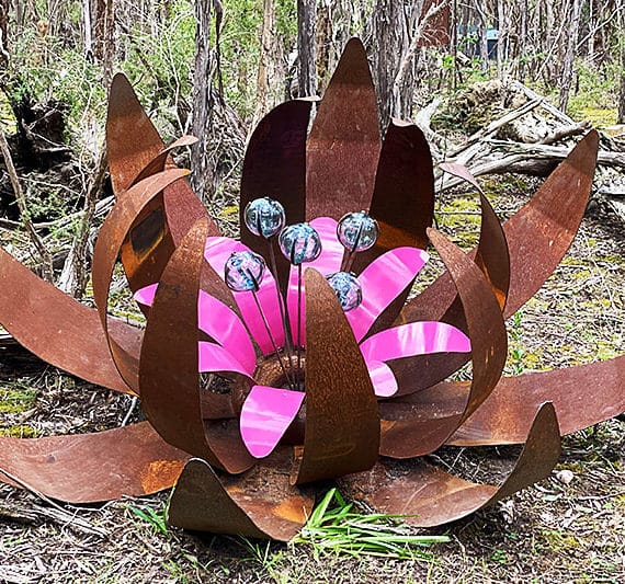 Scrap metal ground flower made from recycled materials in Australia