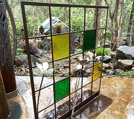 Gorgeous reclaimed steel glass sculpture available in Melbourne, Australia