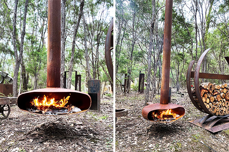Scrap metal fire pod by Tread Sculptures in Melbourne, Australia