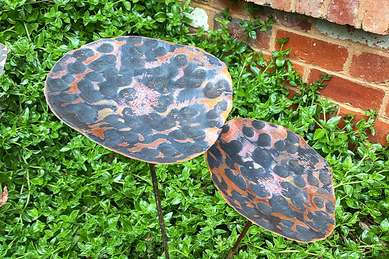 Recycled copper poppies handmade by Tread Sculptures