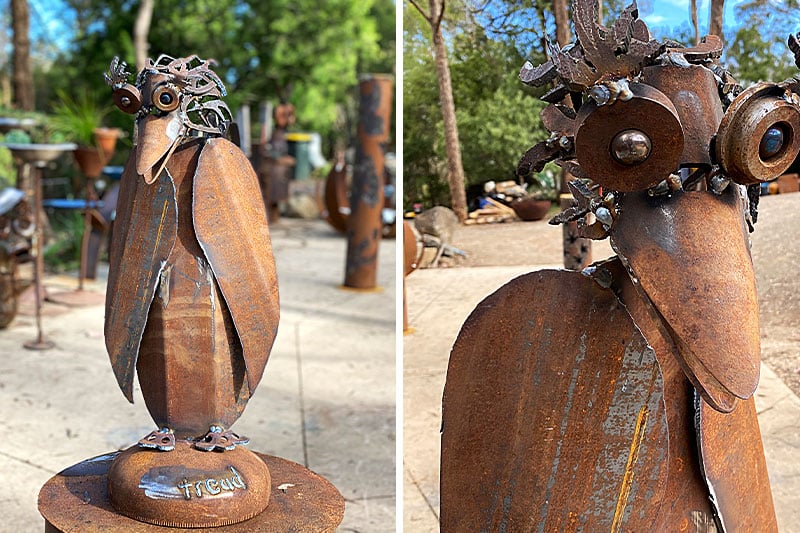 Quirky scrap metal penguin made from reclaimed metal by Tread Sculptures in Melbourne, Australia