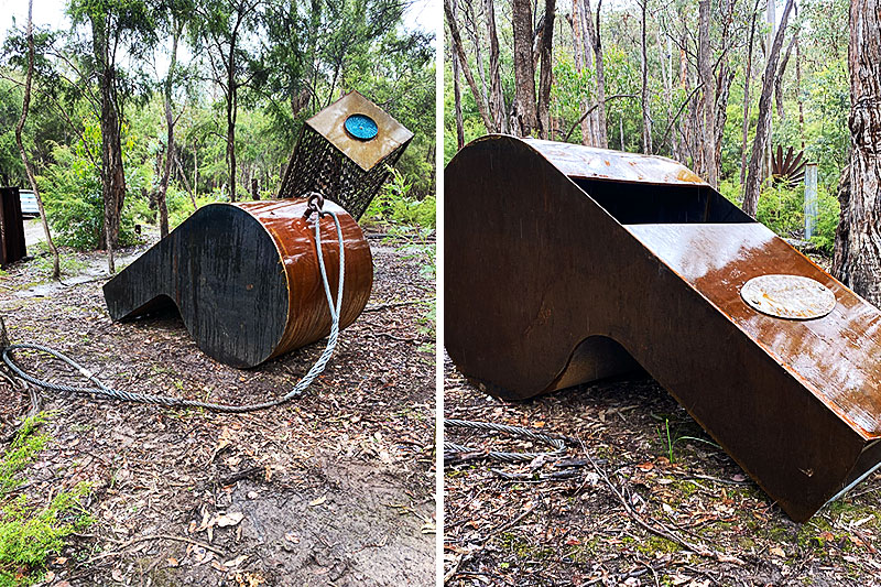 Large sculptural metal whistle made from 100% reclaimed materials by Tread Sculptures in Melbourne, Australia