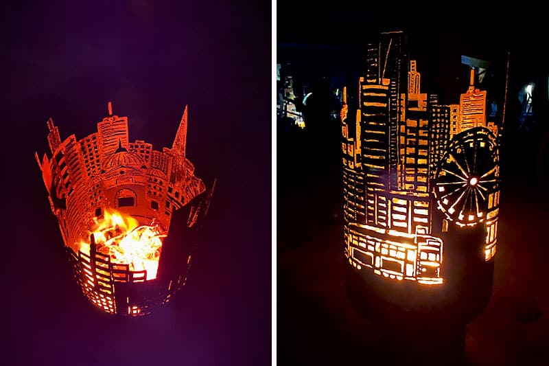 Skyline Firepit handmade in Melbourne by Tread Sculptures and Linda MacAulay