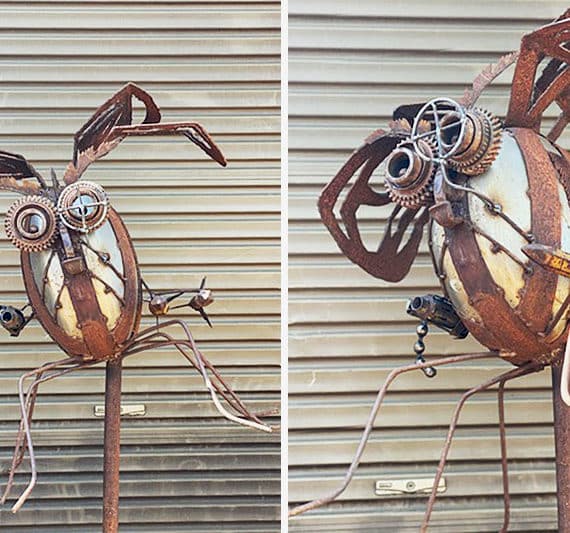Reclaimed bee sculpture in Melbourne Australia handmade by Tread Sculptures