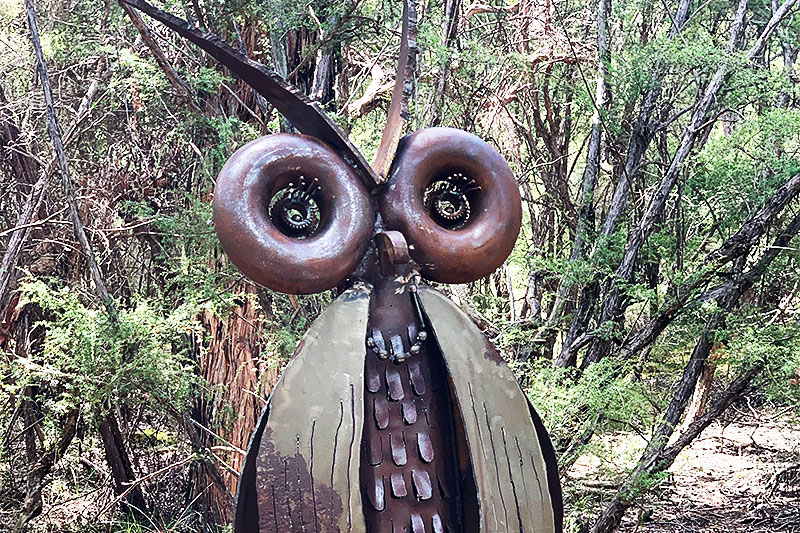 Recycled metal owl sculptures handmade by Tread Sculptures in Melbourne, Australia