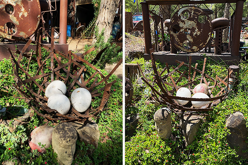 Handmade metal egg nest by Jack Latti and Tread Sculptures in Melbourne, Australia
