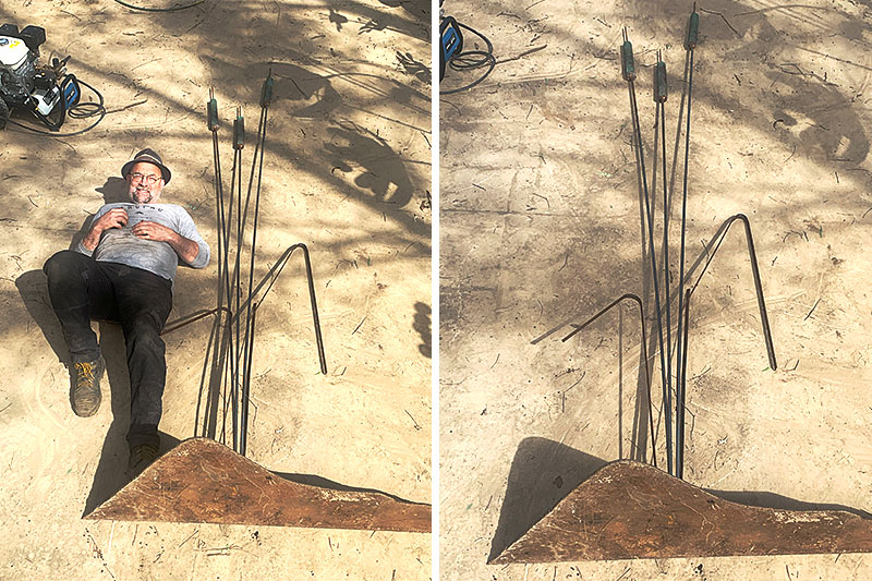 Scrap metal reeds handmade by Tread Sculptures in Melbourne, Australia