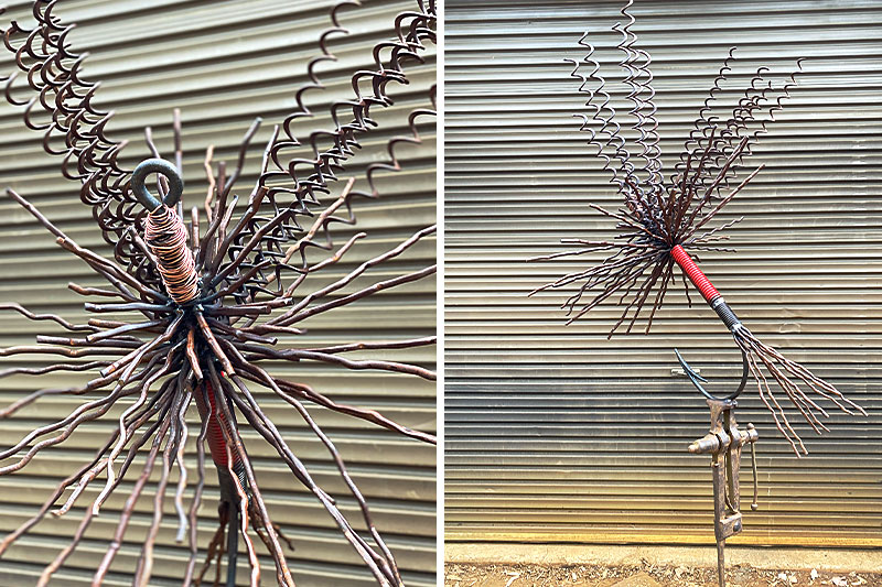 Scrap metal dry fly handmade by Tread Sculptures in Melbourne, Australia
