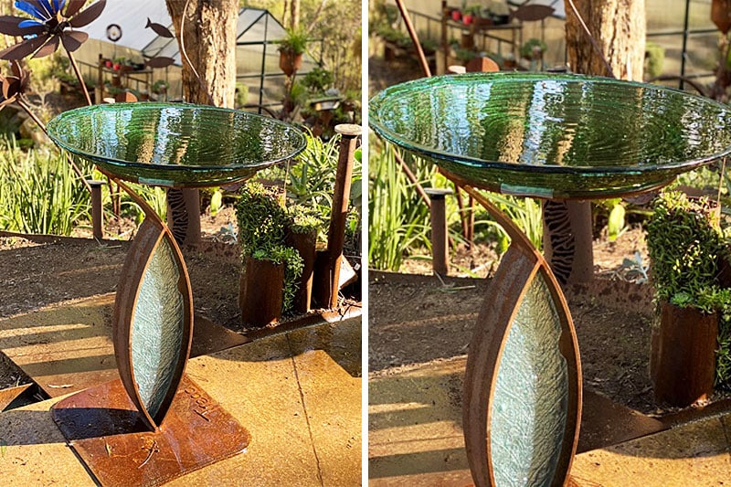 Handmade slumped glass vessel by Tread Sculptures in Melbourne Australia