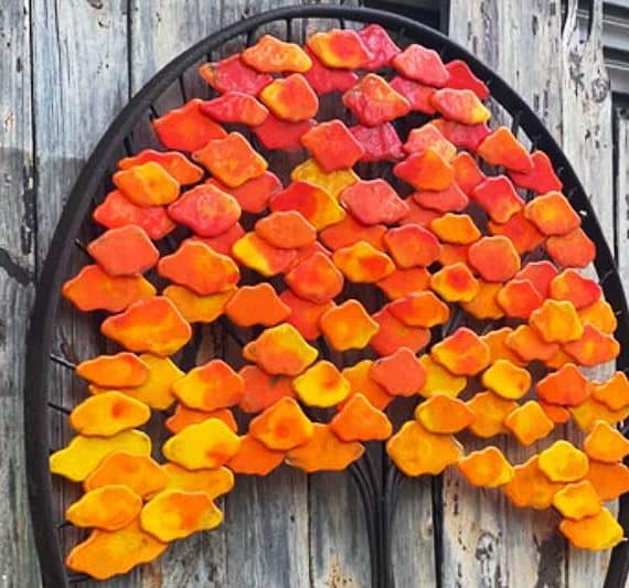 Handmade glass leaf piece made by Tread Sculptures and Rob Hayley