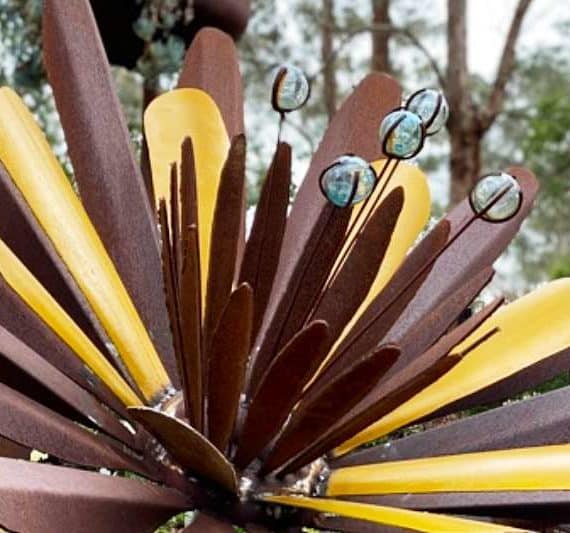 Handmade flower sculpture made from recycled materials by Tread Sculptures in Melbourne, Australia