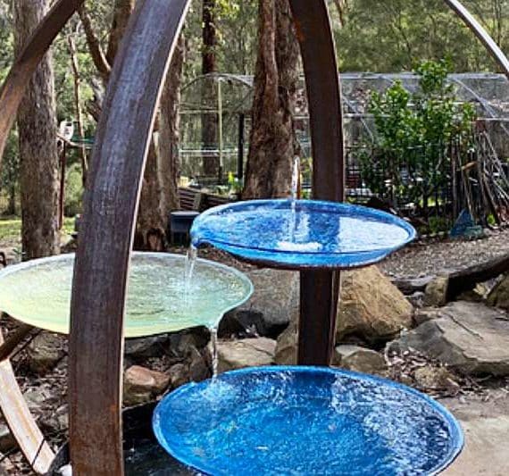 Reclaimed metal birdbath base in Melbourne, Australia made by Tread Sculptures