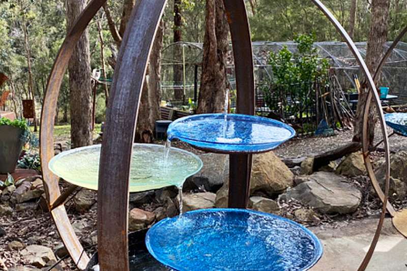 Reclaimed metal birdbath base in Melbourne, Australia made by Tread Sculptures