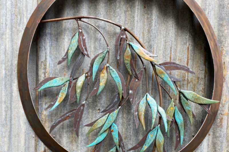 Scrap metal leave sculpture